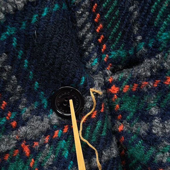 Marc by Marc Jacobs Plaid Checkered Wool Blend Coat Double Breasted Medium - Picture 9 of 13